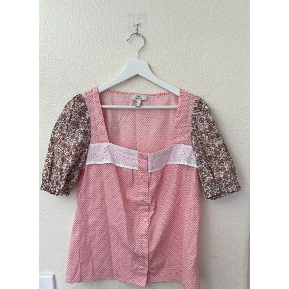 H By Halston Square-neck‎ Designer Top Women's Size Medium Cotton Blend Casual